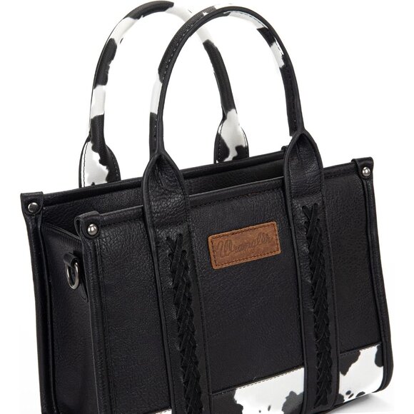 Elegant Wrangler Cow Print Tote Bag - Vegan Leather Shoulder Purse, 11 x 3.8 x 8 - Picture 6 of 7